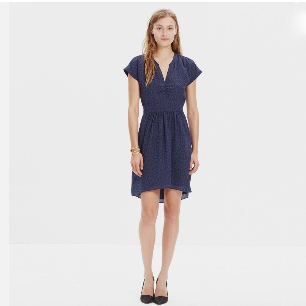 MADEWELL Silk Fable Dress in Blue Leaf Shade Size 8 Excellent Condition!